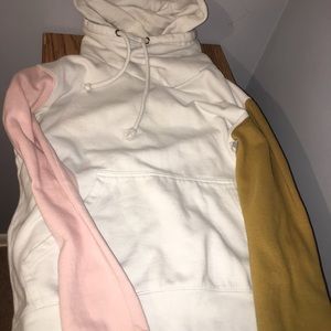 Cool White/Tan/Pink Turtle neck Hoodie